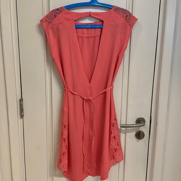 NWOT H.M Conscious Collection Coral Pink dress with lace & beautiful detailing - Picture 11 of 17